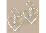 Search : Signature Open Heart Bead Drop Earrings STERLING SILVER