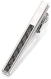 Tie Bar in Stainless Steel with Carbon Fiber Inlay Accent with scratch resistant clear coat enamel. Tension back keeps tie secure.