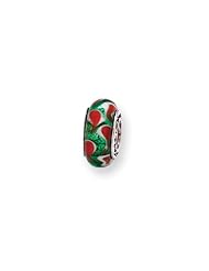 Green and Red Glass Charm for 3mm Charm Bracelets
