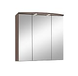 Held M&ouml;bel Next 3D Bogen-Spiegel Spiegelschrank 3 t&uuml;rig, 2 Einlegeb&ouml;den 70 / 69 / 20 cm