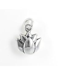 Three Dimensional Lotus Flower Pendant or Charm in Sterling Silver by Zoe and Piper, #7339