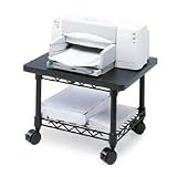 Safco Products Company Products - Under Desk Printer/Fax Stand, 4 Casters, 19x16x13-1/2, Gray - Sold as 1 EA - Underdesk printer/fax stand features a durable steel frame and laminate top. The 19 wide x 16 deep laminate top provides ample space for most printers and fax machines. Stand easily slides under a desk when not in use and holds 300 lb. The 15-1/2 wide x 14 deep sturdy steel wire shelf on the bottom holds 100 lb. and is ideal for storing extra paper or supplies. 17 lb. printer/fax