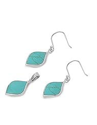 Sterling Silver Turquoise Pendant with Earrings Jewelry Set