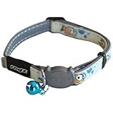 Rogz Catz Small 3/8-Inch Glow Cat Safeloc Breakaway Clip Adjustable, Reflective and Glow-in-the-Dark Cat Collar, Gold Fish Design