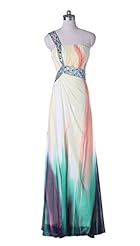 One Shoulder Natural   Waistline Crystals Crystal Beaded Chiffon General Print Homecoming Dress/Prom Dress 