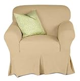 Armchair Slipcover Skirt - Canvas Soft Weave - Linen Leaves