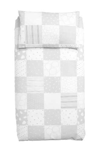 Imagen principal de Petit Praia Patch Gris E3731950 - Funda nórdica tríptico 100 x 150 (cuna 60x120) relleno aparte, color gris y blanco