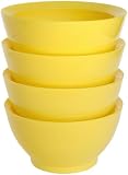 CaliBowl Non-Spill 20-Ounce Original Bowl with Non-Slip Base, Set of 4, Yellow