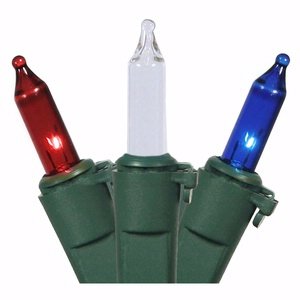 Vickerman 10034 - 100 Light Green Wire Red / White / Blue Icicle Light Christmas Light String Set (W6G4311)