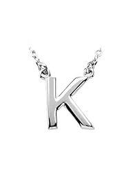 Block Initial Necklace in Sterling Silver, Letter K