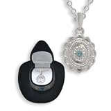 Western Crystal CONCH w  AQUA FLOWER NECKLACE in Cowboy Hat Gift Box by MyJewelThief.com