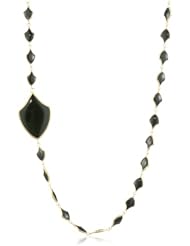 Lauren Harper Collection Midnight 18k Gold and Black Onyx Crest Shape Link Chain