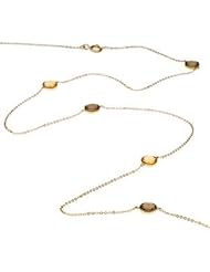 CleverEves 14K Yellow Gold 06.00 mm 40.00 Inch Genuine Checkerboard Smoky Quartz & Citrine Necklace