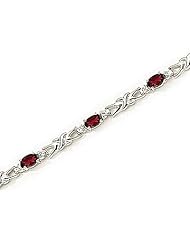 14kt Yellow Gold Oval Garnet and Diamond Bracelet