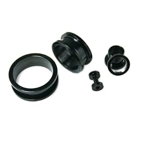 Black Titanium Screw In Plugs 2G Sold as a Pair