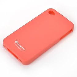 Snap-on Silicone Coated Case For Apple iPhone 4 4S - Light Coral Red