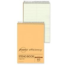 Ampad Spiral Steno Book, Gregg Rule, 6 x 9, Green Tint, 60 Sheets Per Notebook/Pack,(single)