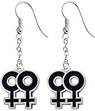 Lesbian Symbol Silver Tone Pewter Earrings