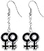 Lesbian Symbol Silver Tone Pewter Earrings