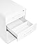 Poppin Stow 3-Drawer Rolling File Cabinet - White. 2 Utility Drawers and 1 Hanging File Drawer. Two Locking and Two Non-Locking Wheels. Powder-Coated Steel. Two Keys Included