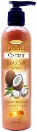 Honey Soap Shop - Coconut Vanilla Scented - Paraben Free Vitamin A-C&amp;E Hand &amp; Body Lotion