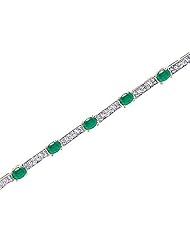 14kt Yellow Gold Oval Emerald and Diamond Bracelet