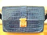 Perlina Italy Blue Clutch / Shoulder Handbag Croc Embossed Blue Leather MR8054
