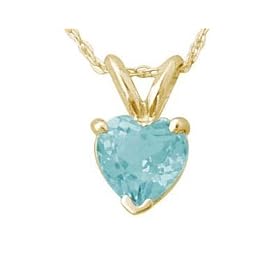 All-Natural Genuine 7 mm, Heart Shape Aquamarine pendant set in 14k Yellow... by