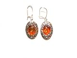 Sterling Silver Cognac Color Amber Earrings