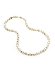 AAA Japanese Akoya Cultured Pearl 18" Necklace 7X7.5mm with 14KYG Clasp
