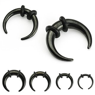 316l Surgical Stainless Steel-black Solid Titanium 16g Crescent Half Moon Black Rubber O-ring Septum Piercing Pincher Ring (Gauge:14 (1.6mm) Black)