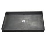 Tile Redi 3060C-PVC Black 3060 60 x 30 Shower Pan with Single Curb and Center Drain for Alcove Ins