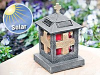 Lunartec Solar-LED-Grableuchte in Stein-Optik mit Dämmerungssensor