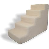 Best Pet Supplies BPS - 5-step Foam Pet Stairs/Steps - White Lambswool