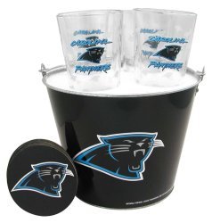 Carolina Panthers Pint Glasses and Beer Bucket Set | Carolina Panthers Beer Bucket Gift Set