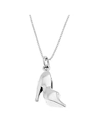 Sterling Silver Three Dimensional High Heel Stiletto Shoe Necklace