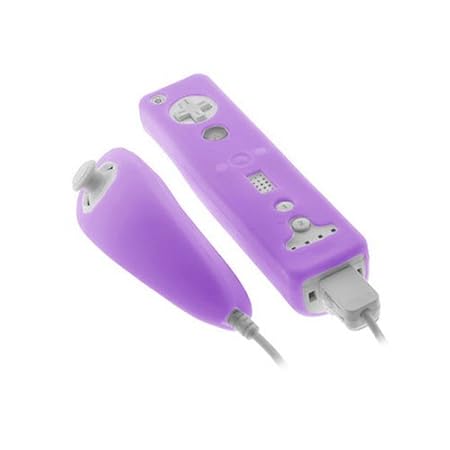 iShoppingdeals - for Nintendo Wii Remote and Nunchuck Controller Soft Rubber Case Cover Skin, Purple