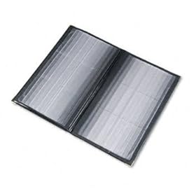 Vinyl Business Card Book, 6 2 1/4 x 4 Cards/Page, 32 Pages, Black/Silver