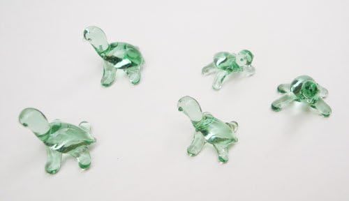 Set of Five Blown Glass Turtle Figurine Set 0.5"h