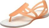 crocs Women's Adrina Strappy Thong Sandal,Grapefruit/Oyster,4 M US