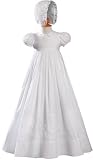 Short Sleeve Christening Baptism Gown with Floral Shamrock Embroidery