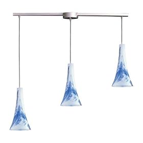Tromba - 3 Light Kitchen Island Pendant Track Lighting Fixture - Brushed Nickel - Blue... by ELK Lighting