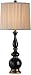 Currey and Company 6589 Black/Brass Tycoon Table Lamp with Cream Shantung Box Pleat S...