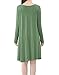 Tandisk Women's Long Sleeve V-Neck Casual Loose Fit T-Shirt Dress Army Green XL