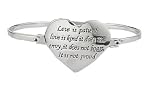 Sterling Silver Love Is Patient Love Is Kind, It Does Not Envy It Does Not Boast Heart Catch Bangle Bracelet