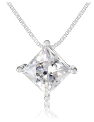 Charles W. 14K Square Forever Brilliant Moissanite DEW .80 Solitaire Necklace 18"