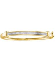 0.3 cttw 10k Yellow Gold Diamond Pave Hinge Bangle Bracelet (Real Diamonds: 0.3 cttw)