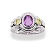 Heavy Genuine Oval Amethyst and Citrine Rhodium Plated Sterling Silver Ring (Size 6,8,9)