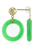 14 KT Gold Dyed Green Jade 14K Back Post Drop Earrings