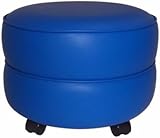 NW Enterprises 100R-C-BLU Round Blue Vinyl Non-Storage Ottoman-Commercial Frame